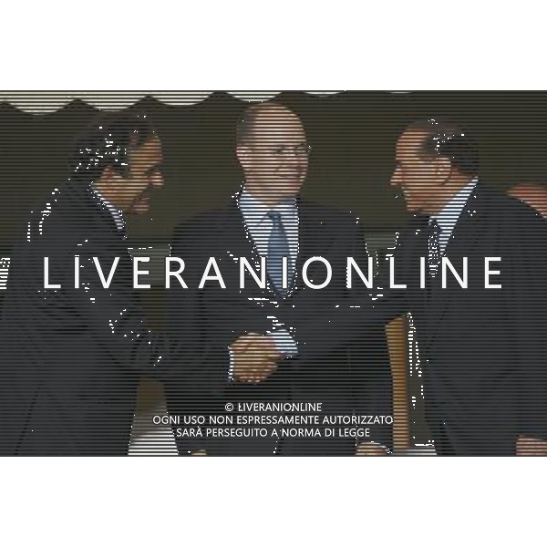 Milan - Siviglia SuperCoppa Europea Monaco Montecarlo 31/08/2007 nella foto Michel Platini con Silvio Berlusconi ed il Principe Alberto di Monaco ph Ag. Aldo liverani