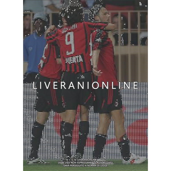 Milan - Siviglia SuperCoppa Europea Monaco Montecarlo 31/08/2007 nella foto esultanza dopo il gol di Filippo Inzaghi e Marek jankulovski ph Ag. Aldo liverani