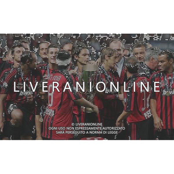 Milan - Siviglia SuperCoppa Europea Monaco Montecarlo 31/08/2007 Premiazione e festeggiamenti dei giocatori del Milan vincitori della Coppa nella foto Filippo inzaghi e Massimo ambrosini ph Ag. Aldo liverani