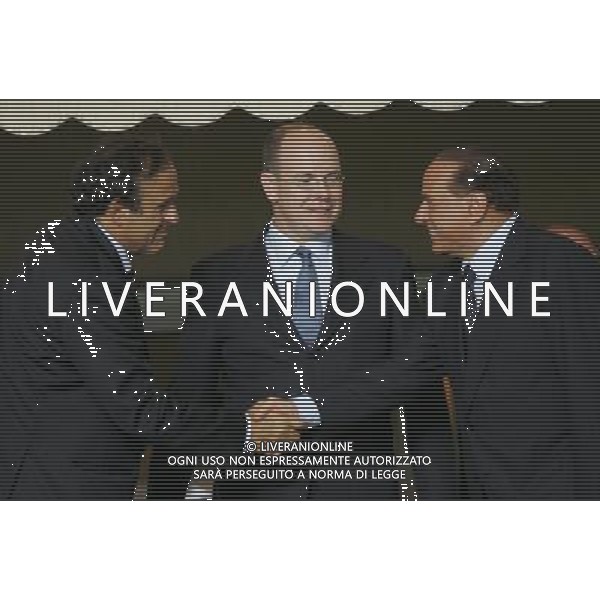 Milan - Siviglia SuperCoppa Europea Monaco Montecarlo 31/08/2007 nella foto Silvio Berlusconi con il Principe Alberto di Monaco e Michel Platini ph Ag. Aldo liverani