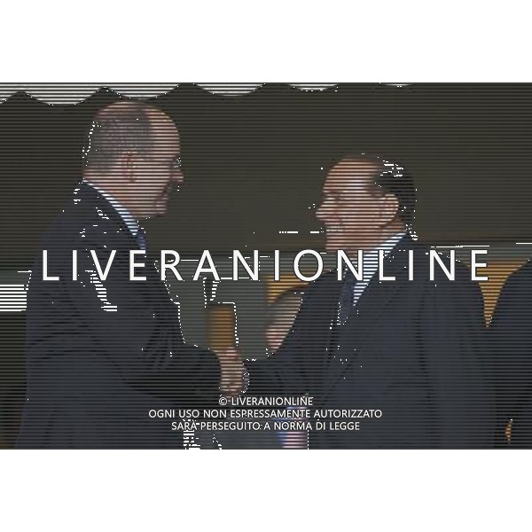 Milan - Siviglia SuperCoppa Europea Monaco Montecarlo 31/08/2007 nella foto Silvio Berlusconi con il Principe Alberto di Monaco ph Ag. Aldo liverani