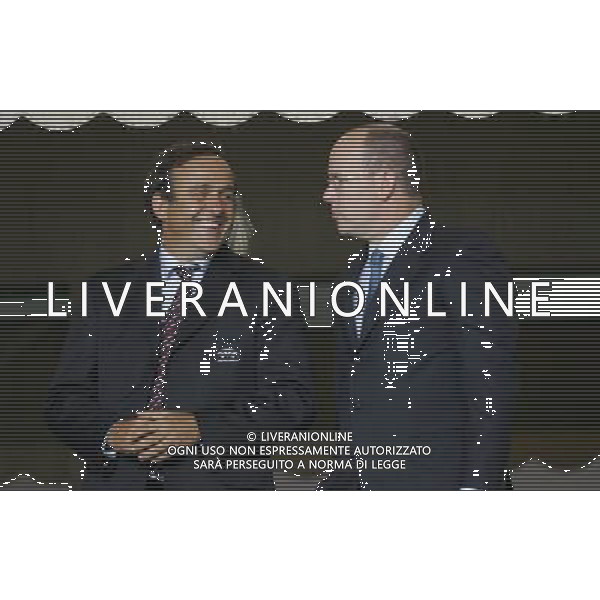 Milan - Siviglia SuperCoppa Europea Monaco Montecarlo 31/08/2007 nella foto Michel Platini con il Principe Alberto di Monaco ph Ag. Aldo liverani