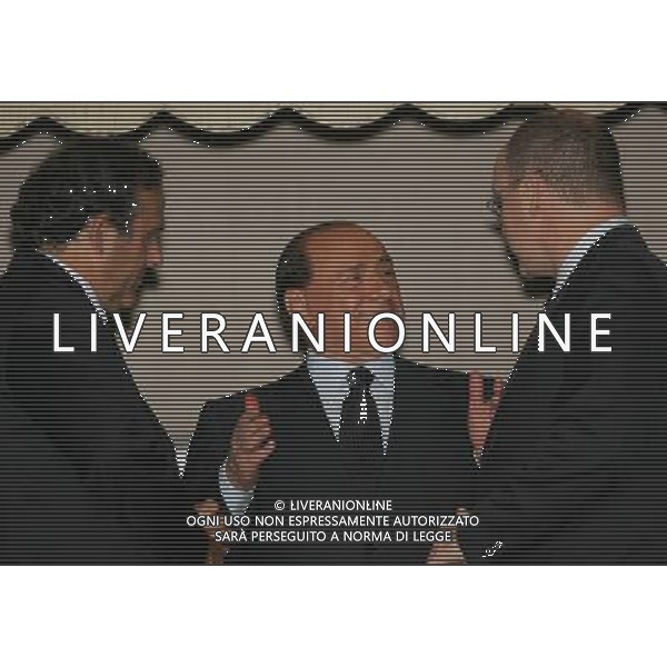 Milan - Siviglia SuperCoppa Europea Monaco Montecarlo 31/08/2007 nella foto Silvio Berlusconi con Michel Platini e il Principe Alberto di Monaco ph Ag. Aldo liverani