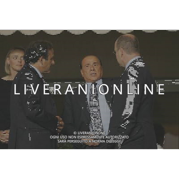 Montecarlo Monaco 31-08-2007 supercoppa europea 2006/07 milan-siviglia 3:1 nella foto berlusconi silvio con il principe sas alberto di monaco e platini michel ph marco luzzani/ag aldo liverani s.a.s.