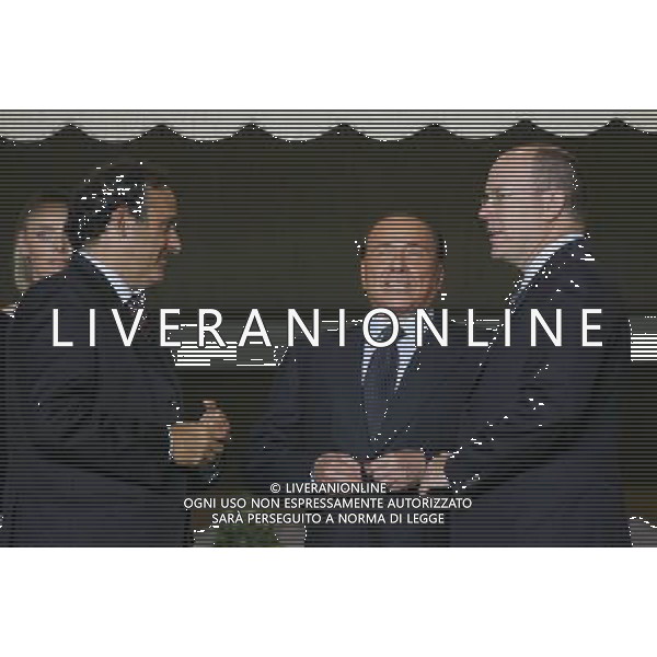 Montecarlo Monaco 31-08-2007 supercoppa europea 2006/07 milan-siviglia 3:1 nella foto berlusconi silvio con il principe sas alberto di monaco e platini michel ph marco luzzani/ag aldo liverani s.a.s.