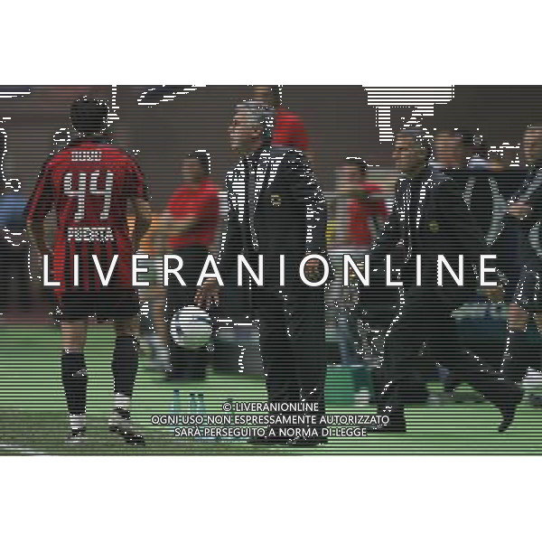 Montecarlo Monaco 31-08-2007 supercoppa europea 2006/07 milan-siviglia 3:1 nella foto carlo ancelotti con oddo massimo e mauro tassotti ph marco luzzani/ag aldo liverani s.a.s.