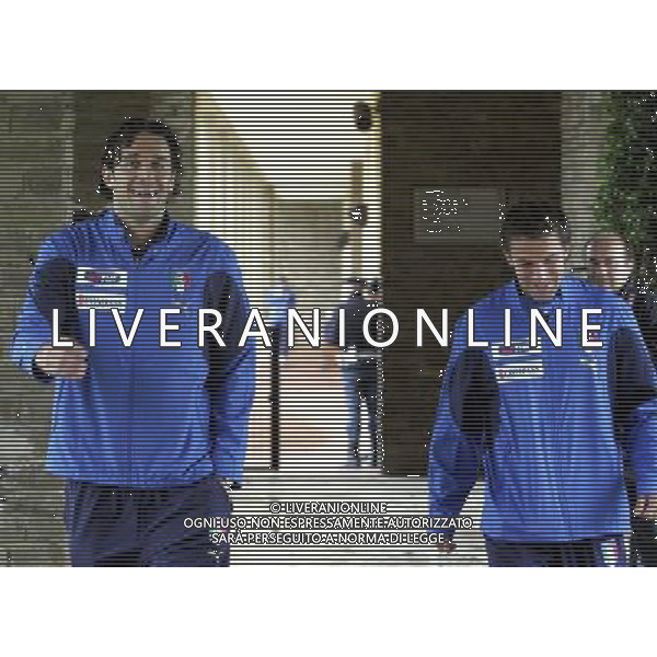 ALLENAMENTO NAZIONALE ITALIANA A COVERCIANO 04/09/2007 nella foto Luca Toni e Alessandro Del Piero ph Bucco/Ag. Aldo Liverani Sas