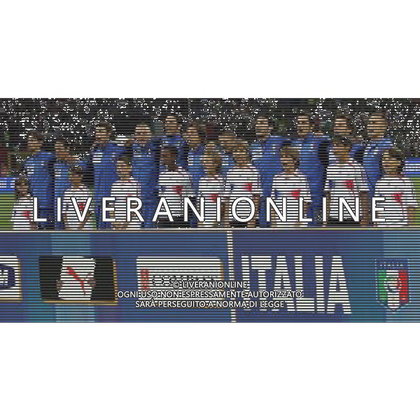 Italia - Francia Qualificazioni Europei 2008 08/09/2007 nella foto la formazione dell\'Italia schierata durante l\'inno nazionale ph Agenzia Aldo Liverani Sas