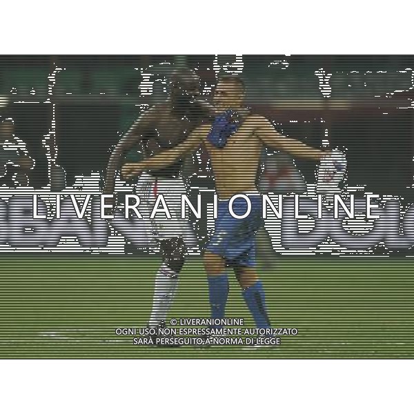 Italia - Francia Qualificazioni Europei 2008 08/09/2007 nella foto lilian thuram e fabio cannavaro scherzano e si contendono la maglia francese a fine gara ph Agenzia Aldo Liverani Sas