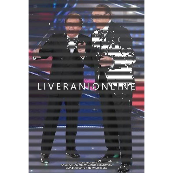 Pippo Baudo con Mike Bongiorno al Festival di Sanremo 2007 ph Gazzaniga/Ag. Aldo Liverani Sas