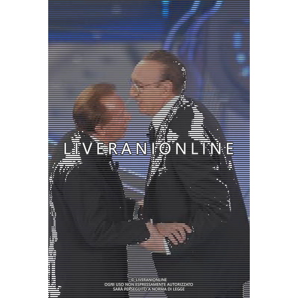 Pippo Baudo con Mike Bongiorno al Festival di Sanremo 2007 ph Gazzaniga/Ag. Aldo Liverani Sas
