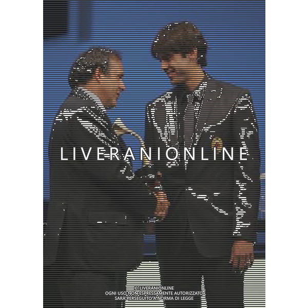 Montecarlo Monaco 30/08/2007 sorteggi champions league 2007/08 nella foto kaka riccardo premiato da platini michel miglior giocatore dell\'anno dell\'anno ph marco luzzani/ag aldo liverani s.a.s.