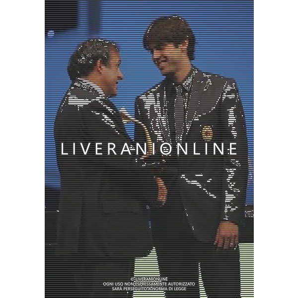 Montecarlo Monaco 30/08/2007 sorteggi champions league 2007/08 nella foto kaka riccardo premiato da platini michel miglior giocatore dell\'anno dell\'anno ph marco luzzani/ag aldo liverani s.a.s.