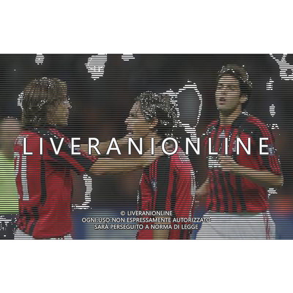 Milano 18 settembre 2007 Milan - Benfica champions league 2007/2008 nella foto: esultanza dopo il gol di Filippo Inzaghi con Andrea Pirlo foto Luzzani / Ag. Aldo Liverani