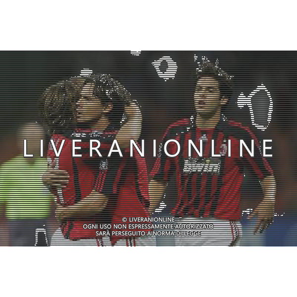 Milano 18 settembre 2007 Milan - Benfica champions league 2007/2008 nella foto: esultanza dopo il gol di Filippo Inzaghi con Andrea Pirlo foto Luzzani / Ag. Aldo Liverani