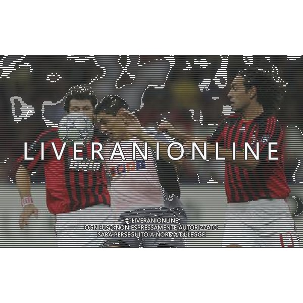 Milano 18 settembre 2007 Milan - Benfica champions league 2007/2008 nella foto: nesta alessandro kaladze kakha e oscar cardozo foto Luzzani / Ag. Aldo Liverani