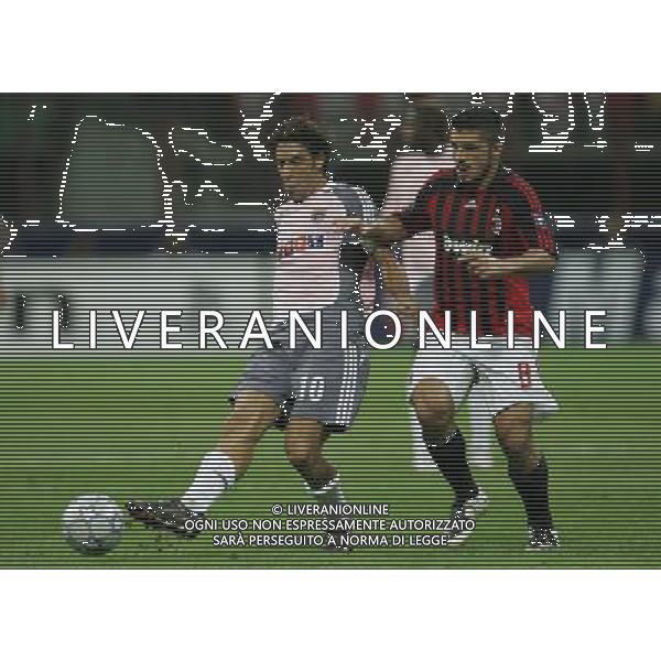 Milano 18 settembre 2007 Milan - Benfica champions league 2007/2008 nella foto: rui costa manuel e gattuso ivan gennaro foto Luzzani / Ag. Aldo Liverani