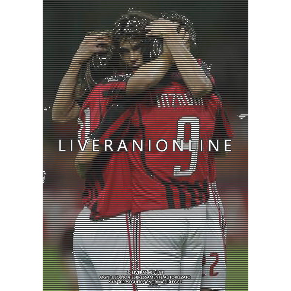 Milano 18/09/2007 champions league 2007/08 milan-benfica 2:1 nella foto inzaghi filippo esulta dopo il gol con kaka e pirlo ph marco luzzani/ag aldo liverani s.a.s.
