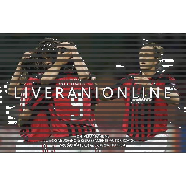 Milano 18/09/2007 champions league 2007/08 milan-benfica 2:1 nella foto inzaghi filippo esulta dopo il gol con kaka, pirlo e ambrosini ph marco luzzani/ag aldo liverani s.a.s.