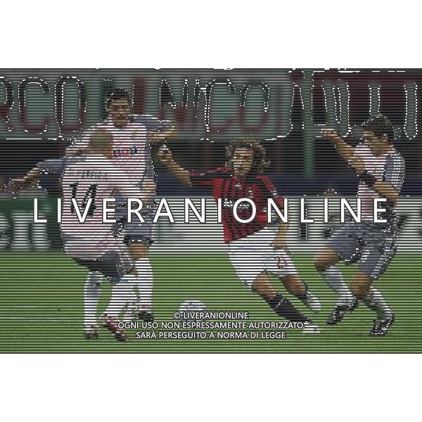 Milano 18/09/2007 champions league 2007/08 milan-benfica 2:1 nella foto pirlo andrea, oscar cardozo, maxi pereira e katsouranis ph marco luzzani/ag aldo liverani s.a.s.