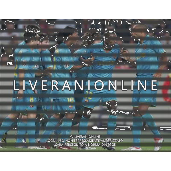 Stoccarda (Germania) 2 ottobre 2007 Stoccarda-Barcellona Champions League 2007/2008 nella foto: esultanza Barcellona dopo il gol di Puyol Carles foto Andry / Ag. Aldo Liverani