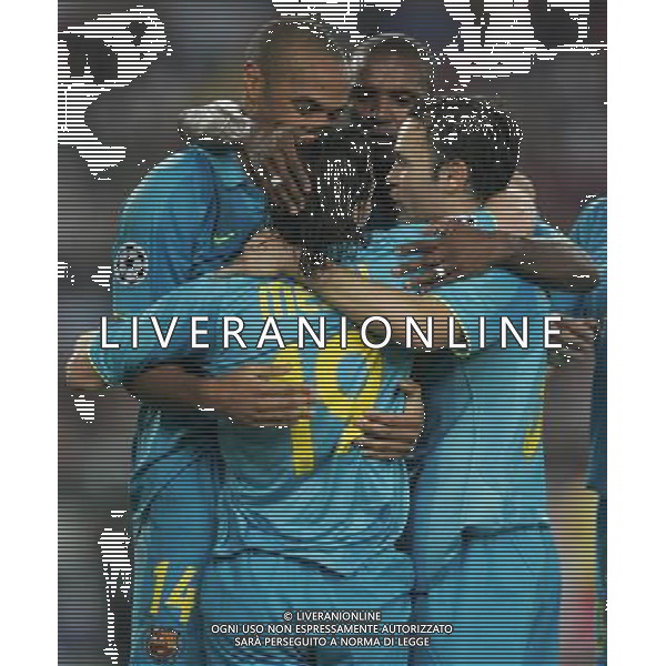 Stoccarda (Germania) 2 ottobre 2007 Stoccarda-Barcellona Champions League 2007/2008 nella foto: esultanza dopo il gol di Messi Lionel foto Andry / Ag. Aldo Liverani