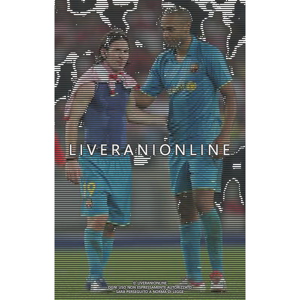 Stoccarda (Germania) 2 ottobre 2007 Stoccarda-Barcellona Champions League 2007/2008 nella foto: Henry Thierry e Messi Lionel foto Andry / Ag. Aldo Liverani