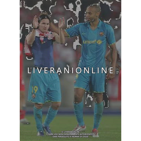 Stoccarda (Germania) 2 ottobre 2007 Stoccarda-Barcellona Champions League 2007/2008 nella foto: Henry Thierry e Messi Lionel foto Andry / Ag. Aldo Liverani