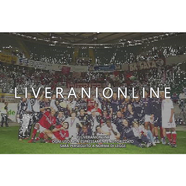 WOLFSBURG (GERMANIA) 26/08/2003 FINALE DI RITORNO INTERTOTO 2003 WOLFSBURG-PERUGIA NELLA FOTO:LA SQUADRA FESTEGGIA SOTTO LA CURVA BIANCOROSSA* FOTO 1905/ROBERTO SETTONCE/ALDO LIVERANI S.A.S.