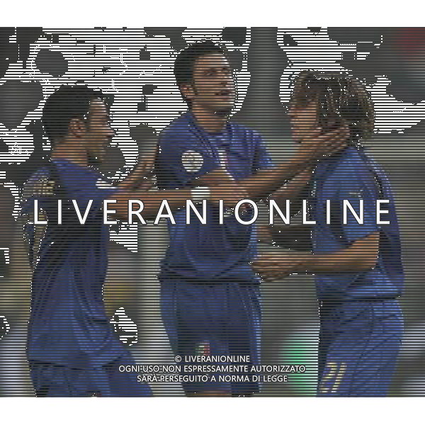 Genova 13 ottobre 2007 Italia-Georgia qualificazioni Euro 2008 nella foto: esultanza italia dopo il gol di Pirlo Andrea foto Andry / Ag. Aldo Liverani