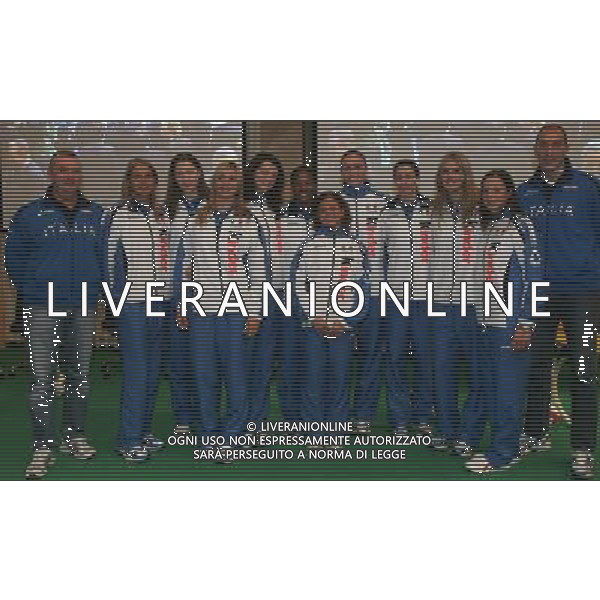 Milano 22 ottobre 2007 Le ragazze della nazionale femminile di pallavolo festeggiano la vittoria dell\'europeo nella sede della Edison foto Andry / Ag. Aldo Liverani