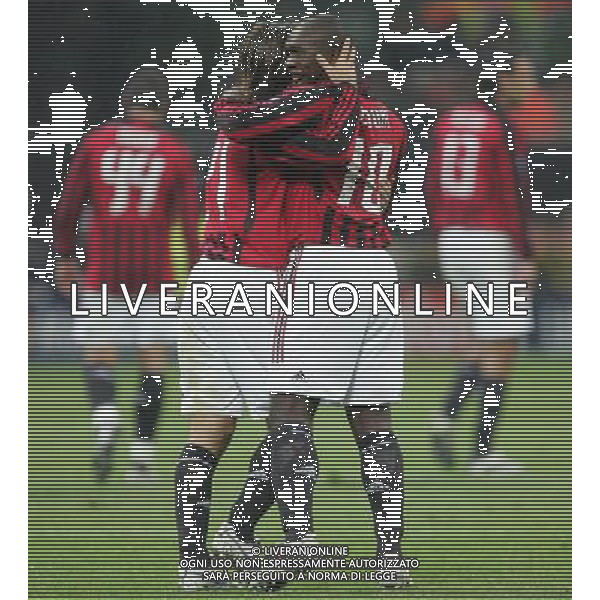 Milano 24 ottobre 2007 Milan - Shakhtar Donetsk Uefa Champions League 2007/2008 nella foto: esultanza dopo il gol di Seedorf Clarence con Pirlo Andrea foto Andry / Ag. Aldo Liverani