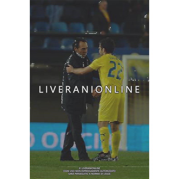 Villareal - Fiorentina Coppa Uefa 25/10/2007 nella foto cesare prandelli con giuseppe rossi ph Agenzia Aldo Liverani Sas