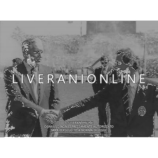 Nils Liedholm allenatore della Roma con Giovanni Trapattoni allenatore della juventus ph archivio agenzia aldo liverani Sas