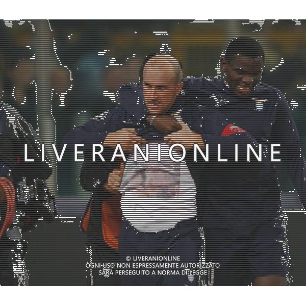 Lazio - Werder Brema 06/11/2007 Uefa Champions League 2007/2008 - fase a gironi 4a giornata Gruppo C nella foto: esultanza dopo il gol di tommaso Rocchi che dedica il gol alla figlia e alla moglie raffigurata sulla maglietta ph Corradetti / ag. Aldo Liverani