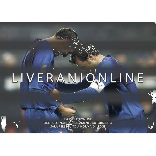 ITALIA-FAR OER QUALIF EURO 2008 21/11/2007 NELLA FOTO chiellini esulta con cannavaro FOTO MARCO LUZZANI-AG ALDO LIVERANI