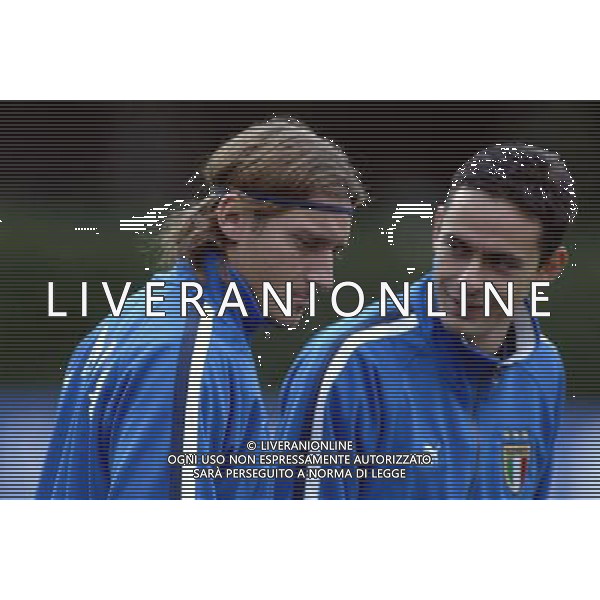 Coverciano (Fi) 07/10/2003 Allenamento della nazionale di calcio Nella foto: Totti Francesco e Inzaghi Filippo Ph Gianni Nucci/Aldo Liverani