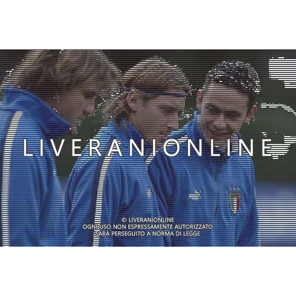 Coverciano (Fi) 07/10/2003 Allenamento della nazionale di calcio Nella foto: Totti Francesco, Inzaghi Filippo e Vieri Christian Ph Gianni Nucci/Aldo Liverani