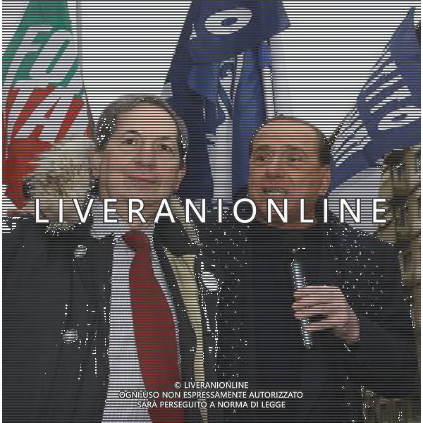 Milano 15 dicembre 2007 Comizio di Silvio Berlusconi in piazzale Lagosta a Milano nella foto: Silvio Berlusconi e Carlo Fatuzzo foto Andry / Ag. Aldo Liverani