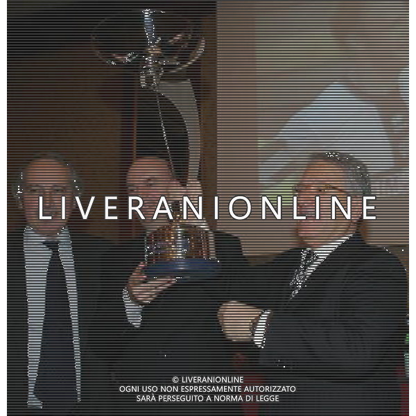 Milano 20 dicembre 2007 Festa di Natale e premiazioni anno 2007 della Lega Calcio nella foto: Abete Giancarlo Fassone Marco e Matarrese Antonio foto Andry / Ag. Aldo Liverani