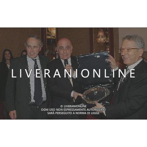 Milano 20 dicembre 2007 Festa di Natale e premiazioni anno 2007 della Lega Calcio nella foto: Abete Giancarlo Galliani Adriano e Matarrese Antonio foto Andry / Ag. Aldo Liverani