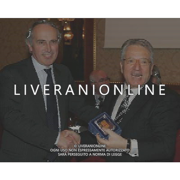 Milano 20 dicembre 2007 Festa di Natale e premiazioni anno 2007 della Lega Calcio nella foto: Abete Giancarlo e Matarrese Antonio foto Andry / Ag. Aldo Liverani