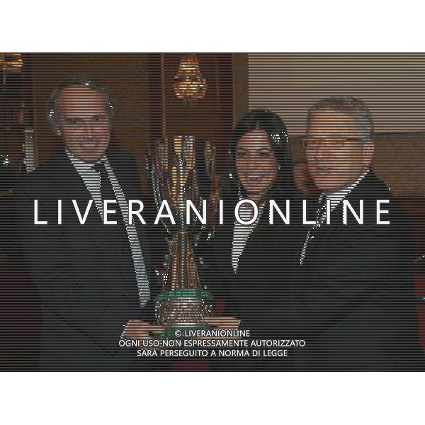 Milano 20 dicembre 2007 Festa di Natale e premiazioni anno 2007 della Lega Calcio nella foto: Abete Giancarlo Sensi Rosella e Matarrese Antonio foto Andry / Ag. Aldo Liverani