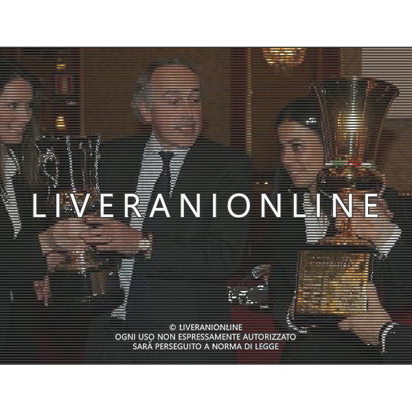 Milano 20 dicembre 2007 Festa di Natale e premiazioni anno 2007 della Lega Calcio nella foto: Abete Giancarlo e Sensi Rosella foto Andry / Ag. Aldo Liverani