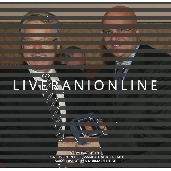 Milano 20 dicembre 2007 Festa di Natale e premiazioni anno 2007 della Lega Calcio nella foto: Pierpaolo Marino e Antonio Matarrese foto Andry / Ag. Aldo Liverani