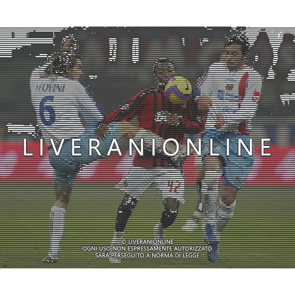 Milan - Catania Coppa Italia Tim Cup 20/12/2007 nella foto umunegbu, lorenzo stovini e giuseppe colucci ph luzzani/Ag. Aldo Liverani Sas