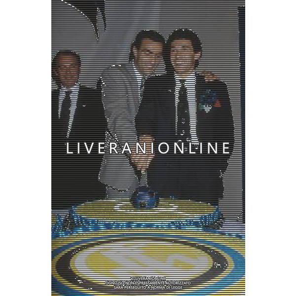 GIUSEPPE BARESI calciatore dell\'Inter dal 1977 al 1992 foto del 1991 con Giuseppe Bergomi durante la festa per il 13¡ scudetto ph archivio ag. aldo liverani sas