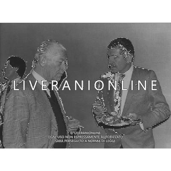 Ivanoe Fraizzoli Presidente Inter anni \'70 con Giuseppe Farina Presidente Milan ph archivio ag. aldo liverani sas retrospettiva