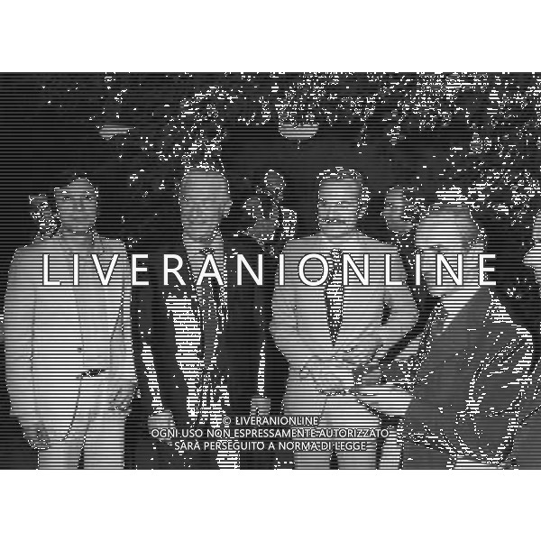 Ivanoe Fraizzoli Presidente Inter anni \'70 con Sandro Mazzola, Giancarlo Beltrami e Peppino Prisco ph archivio ag. aldo liverani sas retrospettiva