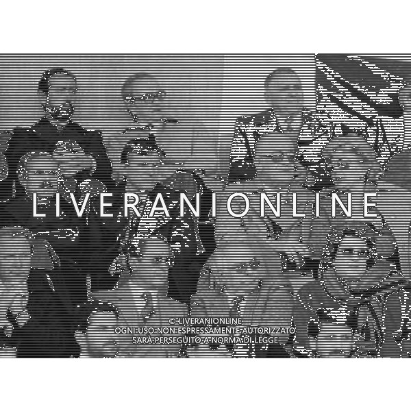 Ivanoe Fraizzoli Presidente Inter anni \'70 in tribuna con la moglie, Sandro Mazzola, Giancarlo Beltrami e Peppino Prisco ph archivio ag. aldo liverani sas retrospettiva